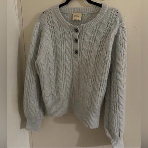 Elie Tahari Light Gray Cable Knit Sweater